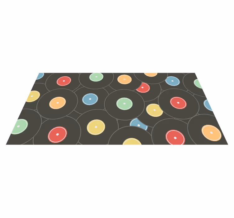 Teen vinyl rug with colorful vinyl discs - TenStickers
