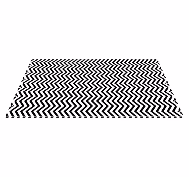Chevron black and white geometric vinyl rug - TenStickers