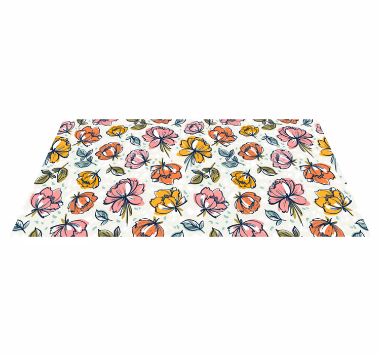 Blossoming garden design floral vinyl rug - TenStickers