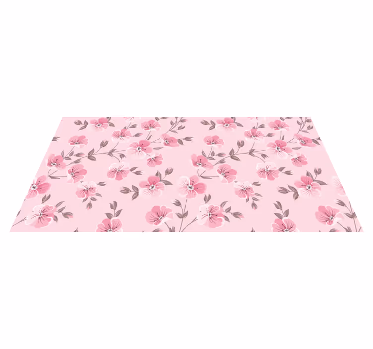 Blossom Pink Serenity floral vinyl rug - TenStickers