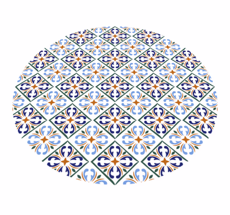 Geometric blue shades tile vinyl rug - TenStickers