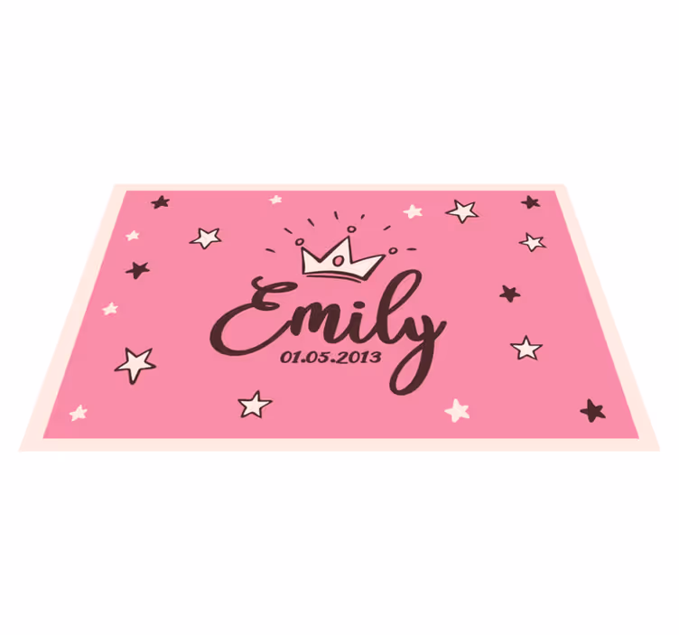 Customizable name and date with crown mat - TenStickers