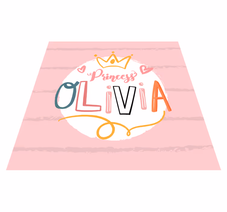 Crowned princess with name kids vinyl rug - TenStickers