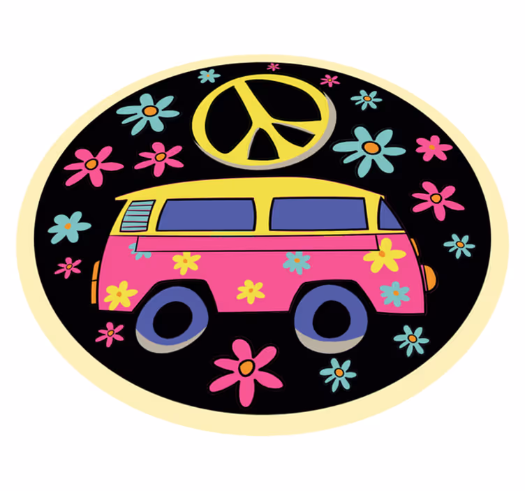 Flower Power Van kids vinyl rug - TenStickers