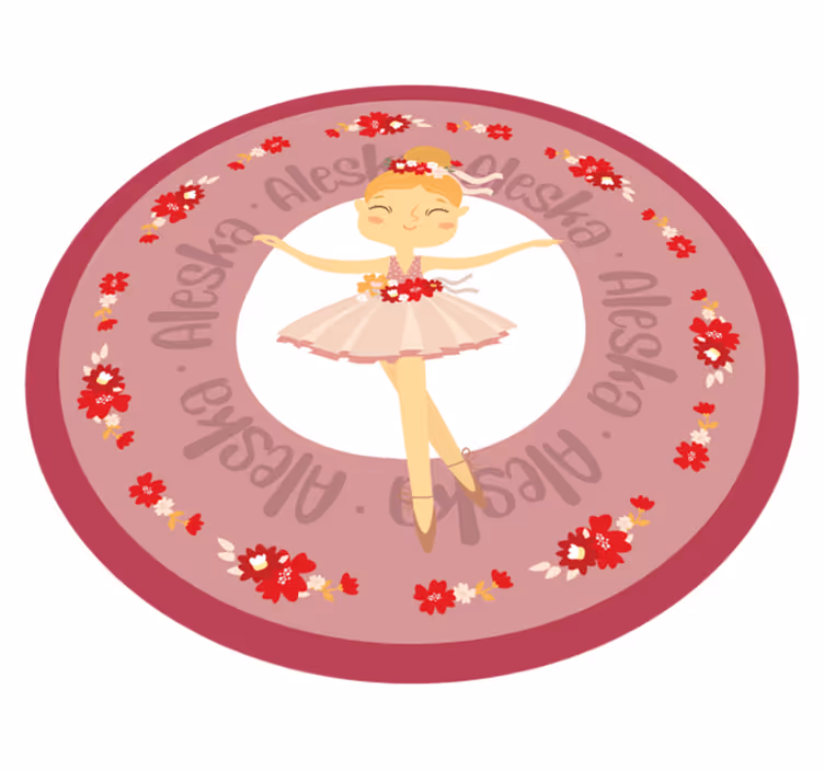 Ballet dance with name kids vinyl rug - TenStickers