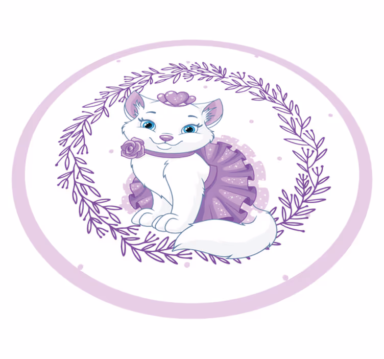 cute smiling white cat bedroom rug - TenStickers