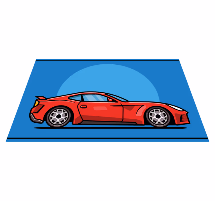 Red Sports Car teen vinyl rug - TenStickers