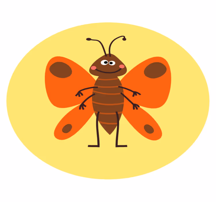 Cheerful Butterfly Character kids vinyl rug - TenStickers