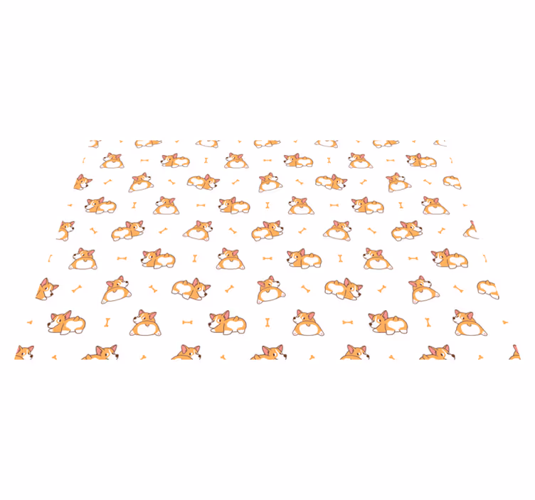 Cute Corgi characters  kids vinyl rug - TenStickers