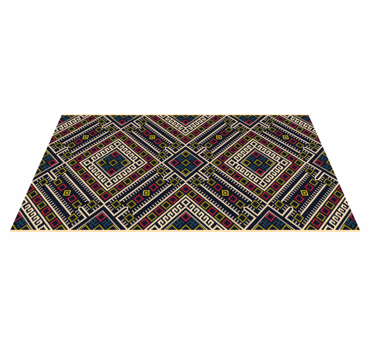 Vibrant Geometric Components ethnic vinyl rug - TenStickers