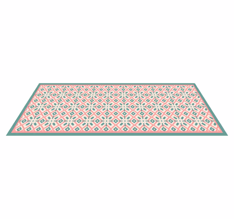 Pink, blue and yellow boho pattern floor rug - TenStickers
