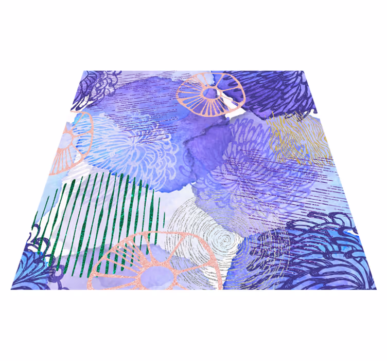 Floral Swirl Patterns bathroom vinyl rug - TenStickers