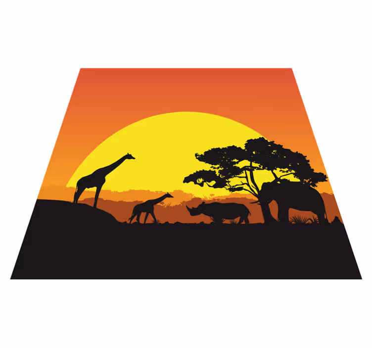 Sunset safari scene animal vinyl rug - TenStickers