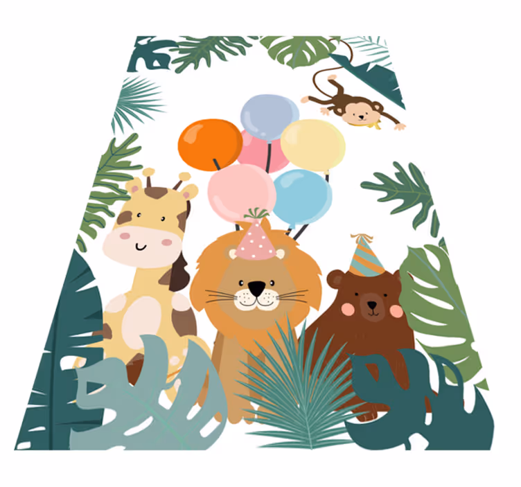 Safari animals with air balloons animal rug - TenStickers