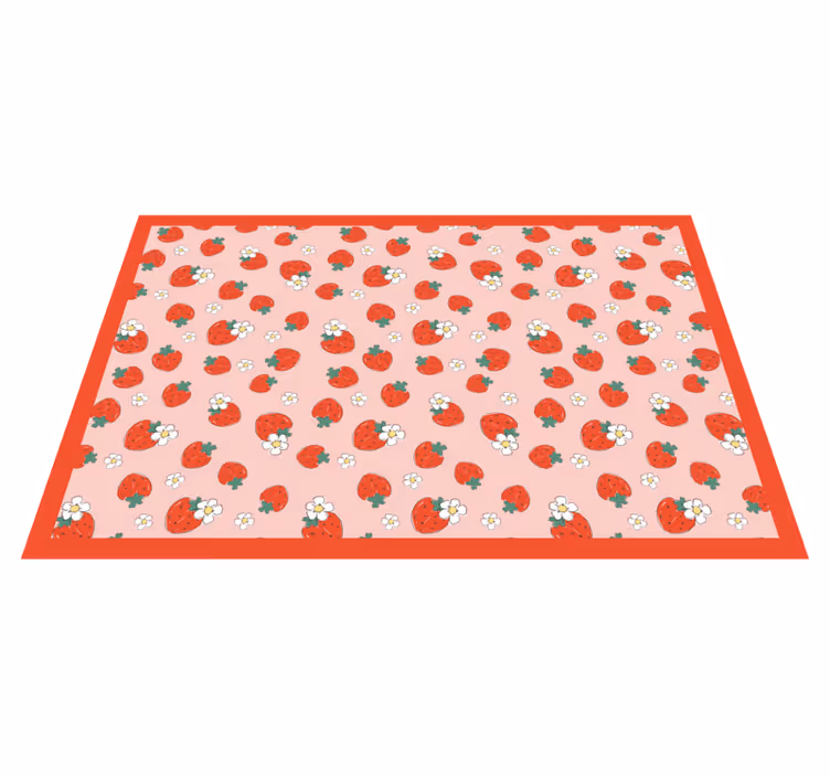 Strawberry Floral Motif floral vinyl rug - TenStickers