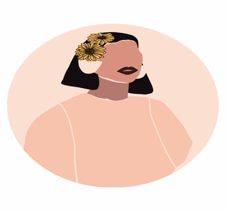 Lovely woman sunflower face minimal rug - TenStickers