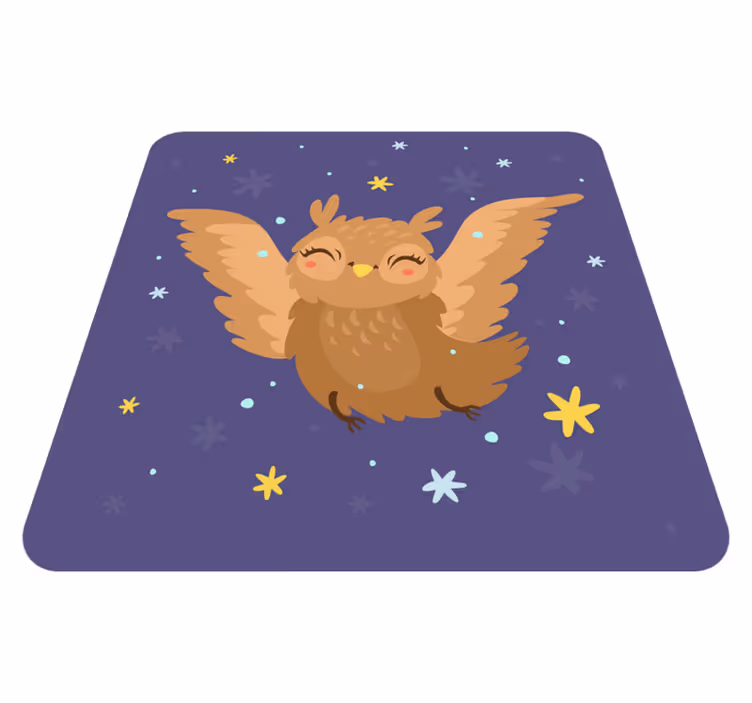 Cheerful Owl Design kids vinyl rug - TenStickers