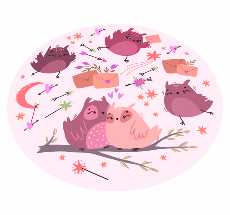 Purple owls kids vinyl rug - TenStickers