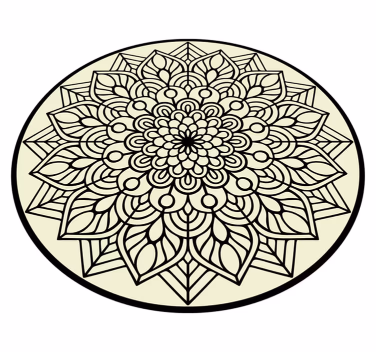 Black and white circular  mandala vinyl rug - TenStickers