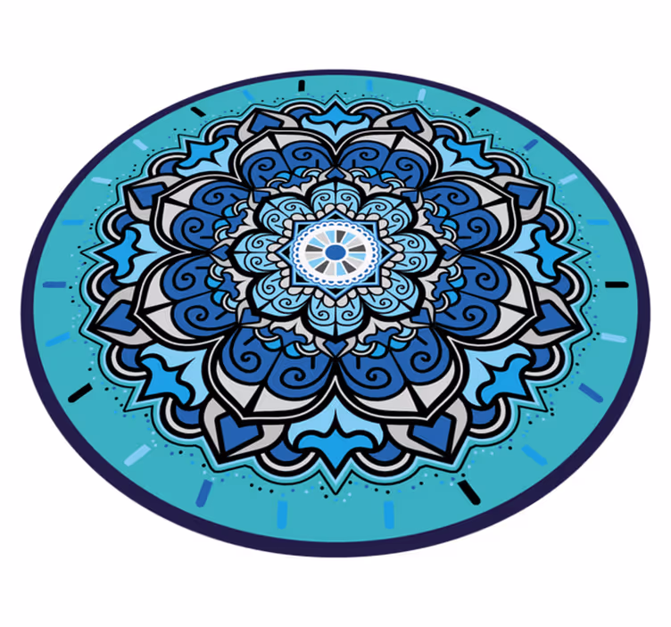 Blue tones floral mandala vinyl rug - TenStickers