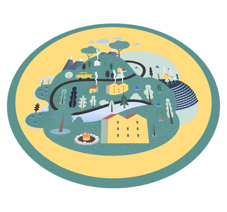Playful Landscape Journey road vinyl rug - TenStickers