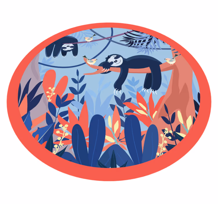 Sleeping animals in forest kids vinyl rug - TenStickers