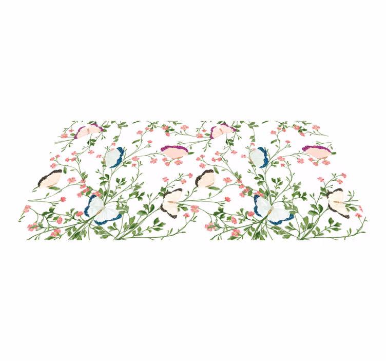 Butterfly Pattern floral vinyl rug - TenStickers