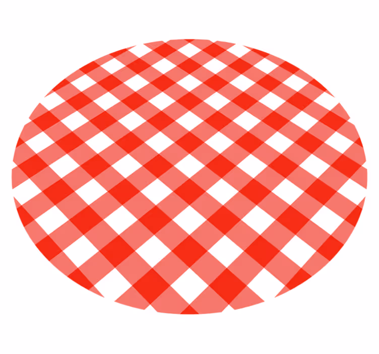 Red Check Pattern circular vinyl rug - TenStickers