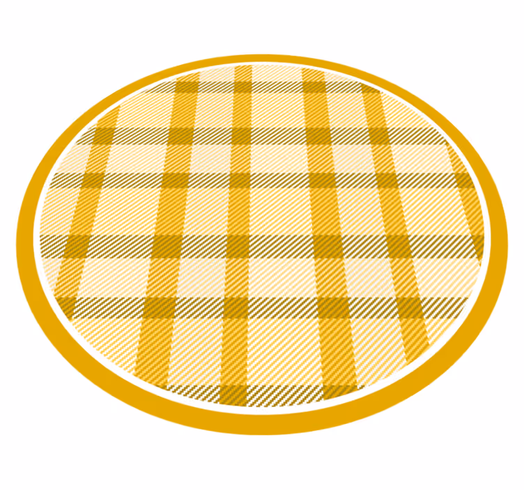 Yellow Plaid Print circular vinyl rug - TenStickers