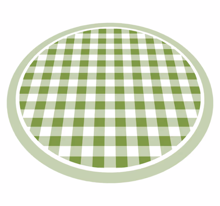 Green Checkered Motif circular vinyl rug - TenStickers