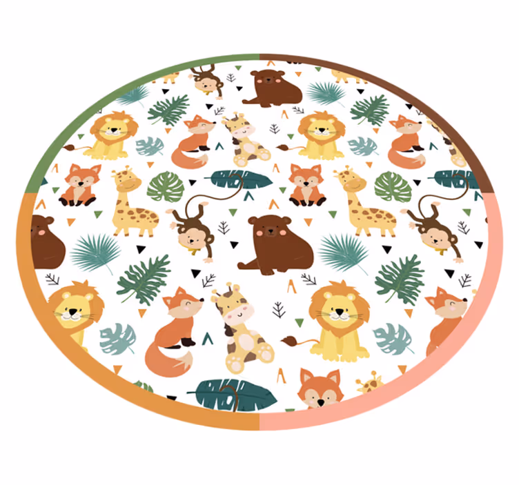 Colorful Jungle Friends animal vinyl rug - TenStickers