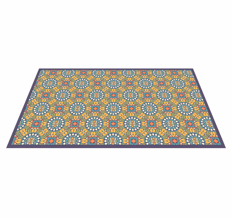 Colorful yellow composition mosaic vinyl rug - TenStickers