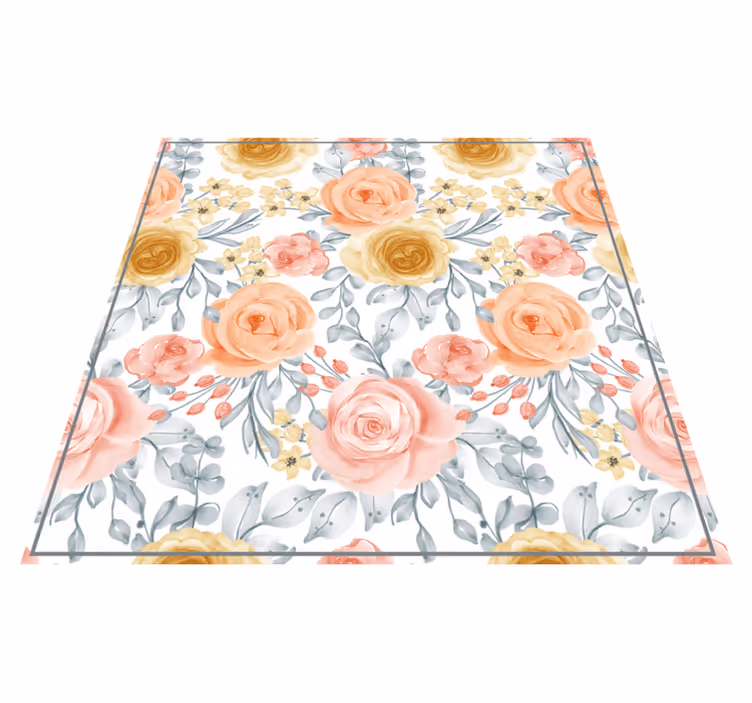 Floral pink shades floral vinyl rug - TenStickers