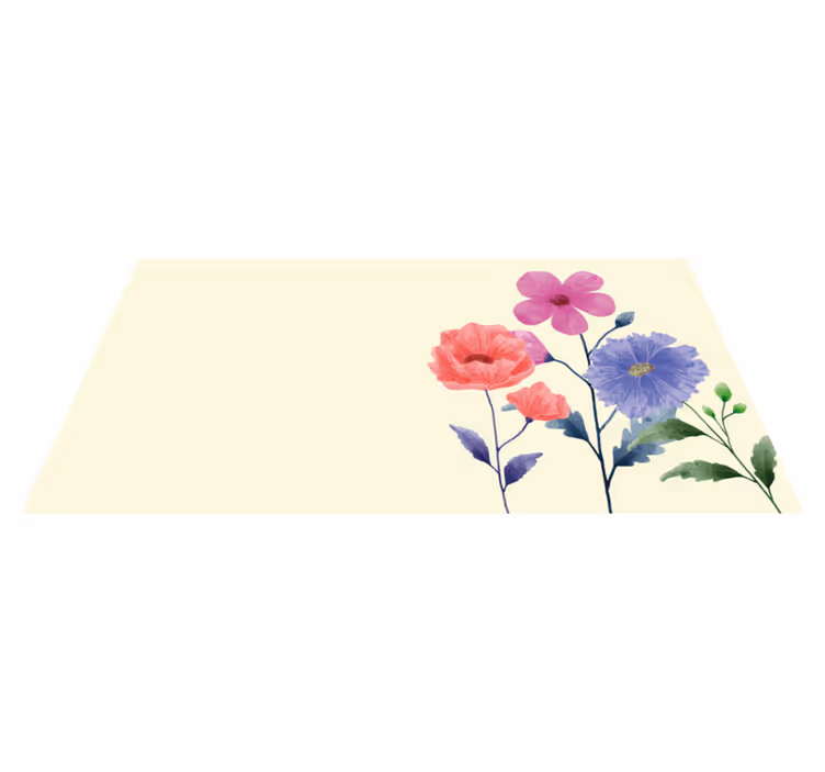 Floral vinyl rug vibrant botanical arrangement - TenStickers