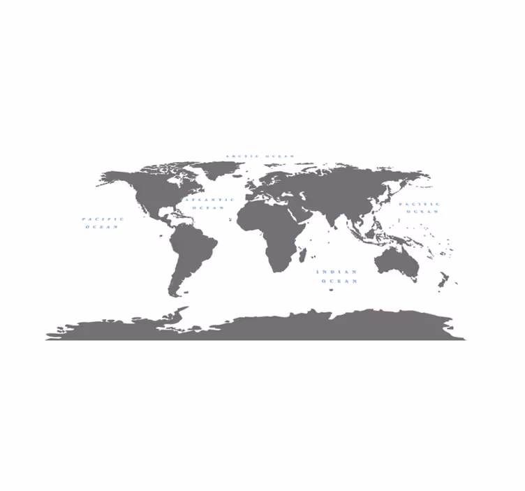 Gray continents with white background map rug - TenStickers