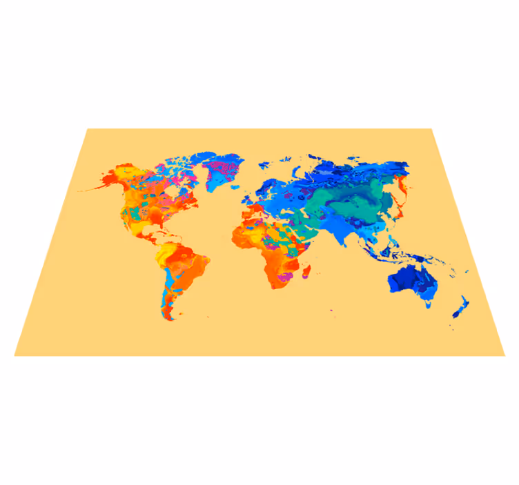 World map vinyl rug bright world map - TenStickers