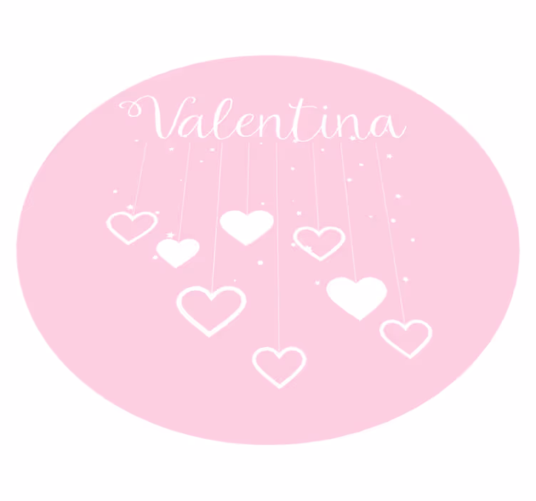 Hanging pink hearts with name kids vinyl rug - TenStickers