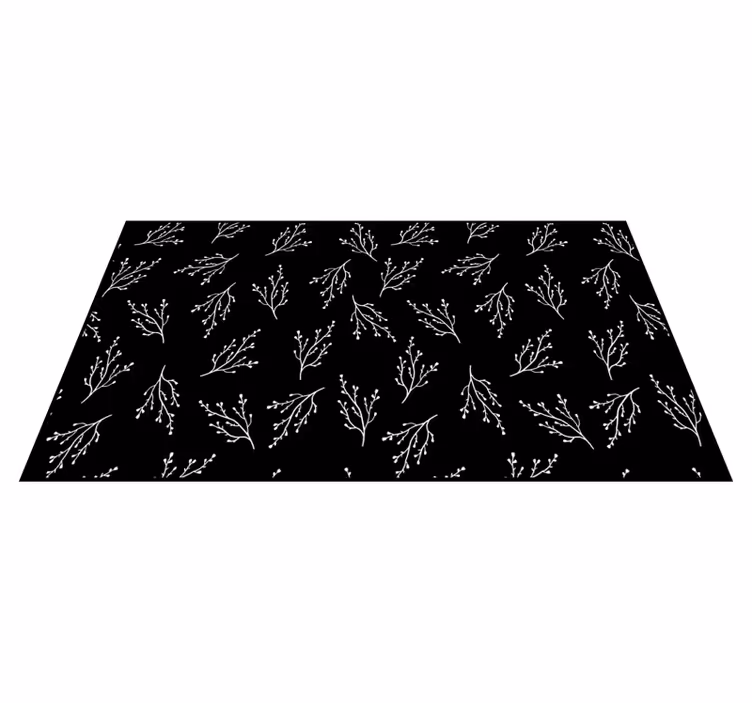 Nordic black and white thin branches rug - TenStickers