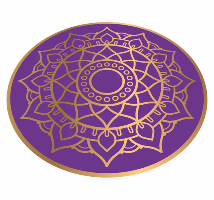 Purple and golden motif mandala vinyl rug - TenStickers