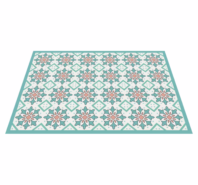 Pastel blue elegant tiles carpet - TenStickers