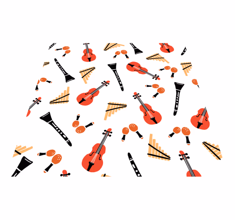 Kids vinyl rug with musical instrument designs - TenStickers