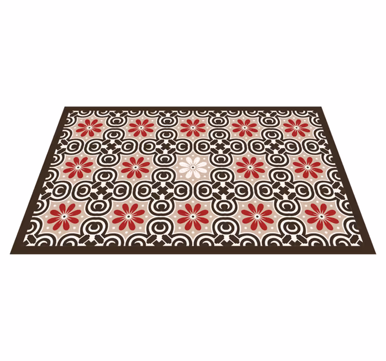 White with beige and red classic tile carpet - TenStickers