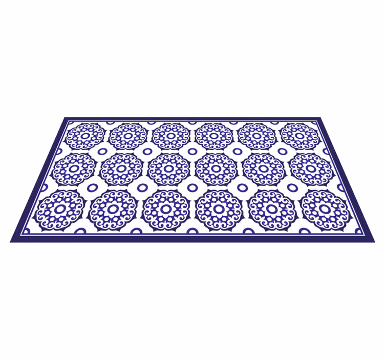 Light blue classic flower pattern tile carpet - TenStickers
