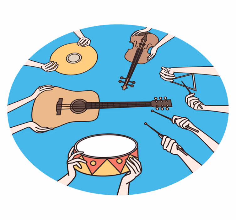 Musical instruments creative arts bedroom rug - TenStickers