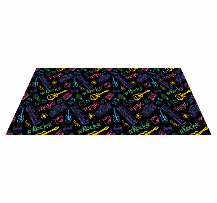 Rock Music Pattern kids vinyl rug - TenStickers