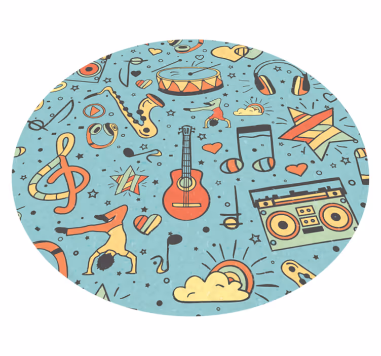 Music Notes Theme kids vinyl rug - TenStickers