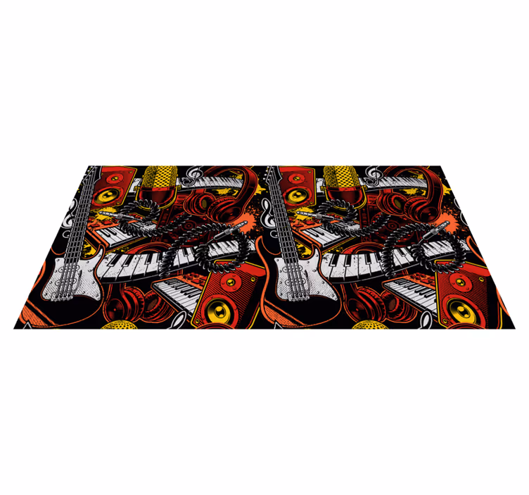 Kids vinyl rug musical instruments display - TenStickers