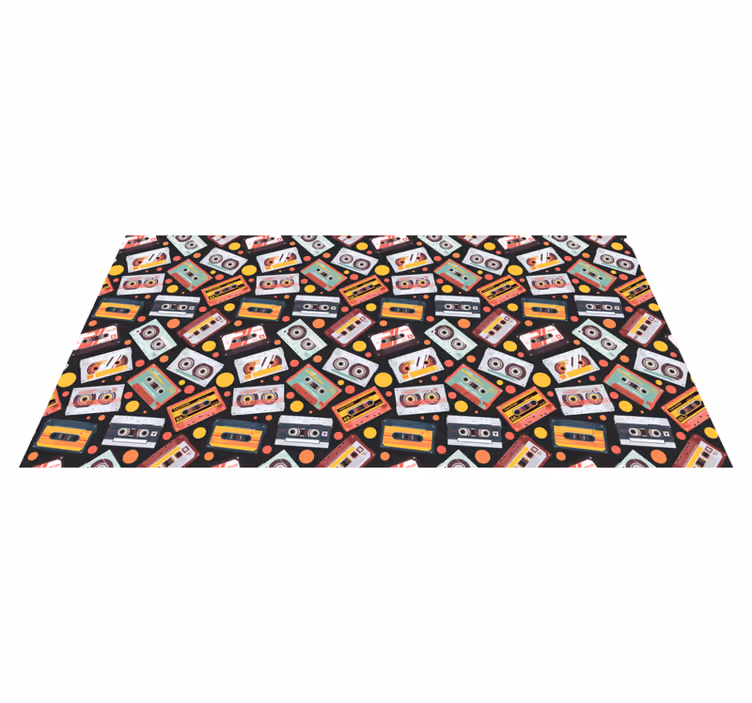 Kids vinyl rug vintage audio cassettes design - TenStickers