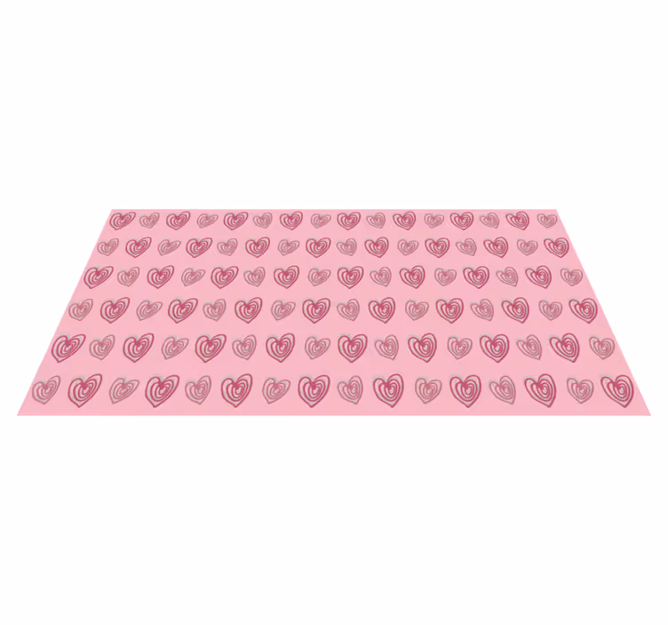 Kids vinyl rug in pink heart doodle pattern - TenStickers