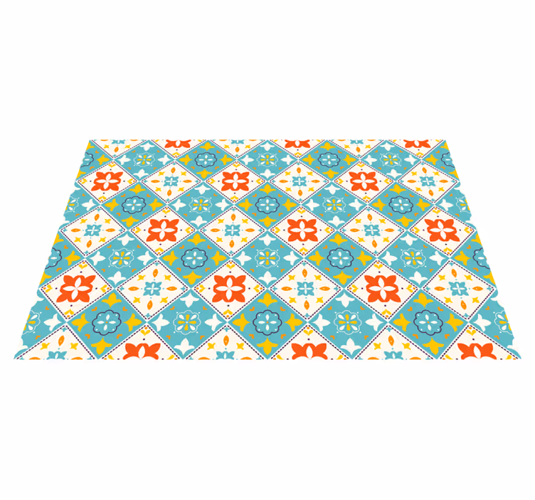 Plant inspired style tile vinyl rug - TenStickers